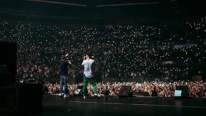 Rappers Natos and Waor on stage at Madrid's Palacio de Vistalegre in June 2020. @christiangarciaph