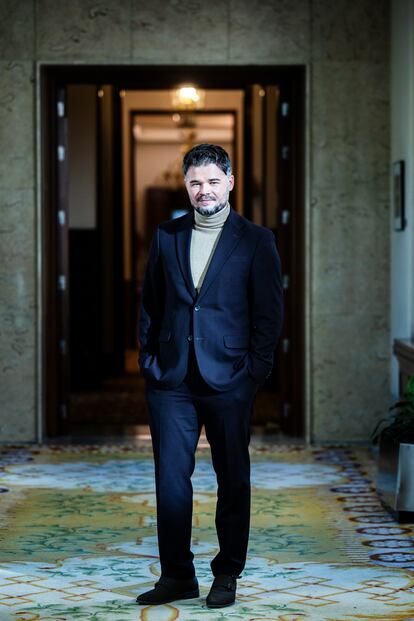 Gabriel Rufián en el Congreso de los Diputados tras la entrevista.