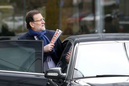 Mariano Rajoy, a su salida de la convenci&oacute;n nacional del PP celebrada en Valladolid.