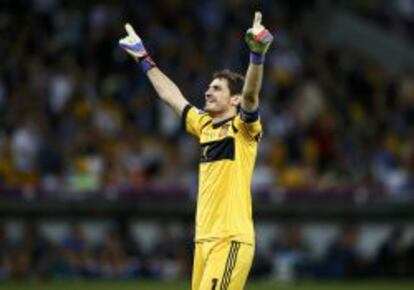 Iker Casillas, tras la victoria en la Eurocopa 2012.