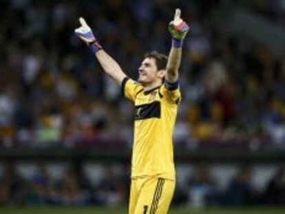 Iker Casillas, tras la victoria en la Eurocopa 2012.