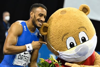 Orlando Ortega, tras la prueba que ganó en Berlín el 5 de febrero.