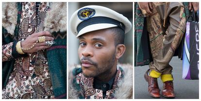 Dapper Afrika, quien se califica como 'fashionista, a la entrada del Lincoln Center.