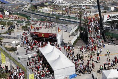 El circuito de fórmula 1 de Valencia, momentos después de finalizar, ayer, la carrera del Gran Premio de Europa.