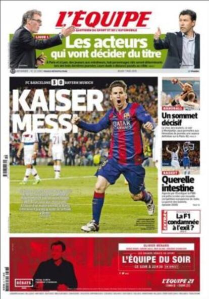 Portada del diari francès 'L'Equipe'.