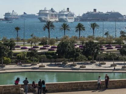 Ocho cruceros llegando al puerto de Palma. EFE/Archivo