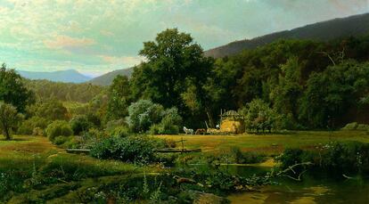 Exposición “Paisajes de luz, paisajes de sueño” en el nuevo Espacio Carmen Thyssen de Sant Feliu de Guixols, Girona. 'Verano en el Blue Ridge', 1874, de Hug Bolton Jones. Óleo sobre tela 76,5 x 138,5 cm. Colección Carmen Thyssen-Bornemisza en depósito en el Museo Thyssen-Bornemisza