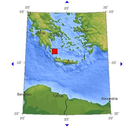 Localizador del terremoto elaborado por el Earthquake Hazards Program de EE UU.