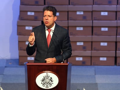 Fabian Picardo, la madrugada del pasado viernes tras proclamarse ganador de las elecciones en Gibraltar.