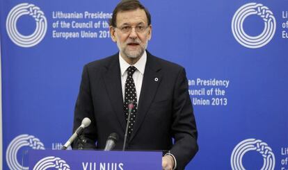 Rajoy, durante la conferencia de prensa tras la cumbre de Vilna entre la UE y seis rep&uacute;blicas exsovi&eacute;ticas.