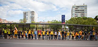 La marcha en las inmediaciones del Camp Nou.