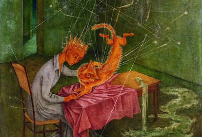 El cuadro 'Simpatía (La rabia del gato)' (1955), de Remedios Varo.