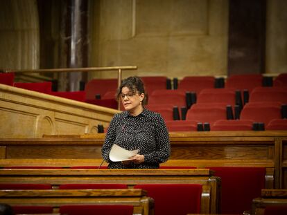 La diputada de la CUP en el Parlament, Natàlia Sànchez en un momento del Pleno. David Zorrakino / Europa Press
16/12/2020