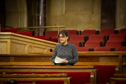 La diputada de la CUP en el Parlament, Natàlia Sànchez en un momento del Pleno. David Zorrakino / Europa Press
16/12/2020