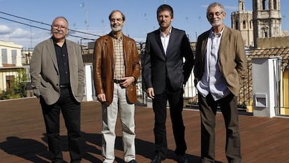 Josel Lluis Carod Rovira, Josep Anton Soldevila, Toni Cruanyes y Tom&aacute;s Llopis, en Valencia.