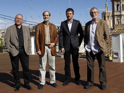 Josel Lluis Carod Rovira, Josep Anton Soldevila, Toni Cruanyes y Tom&aacute;s Llopis, en Valencia.