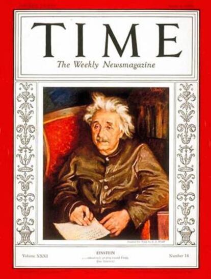 Portada de 'Time' donde Einstein llevaba la cazadora de cuero Levi's.