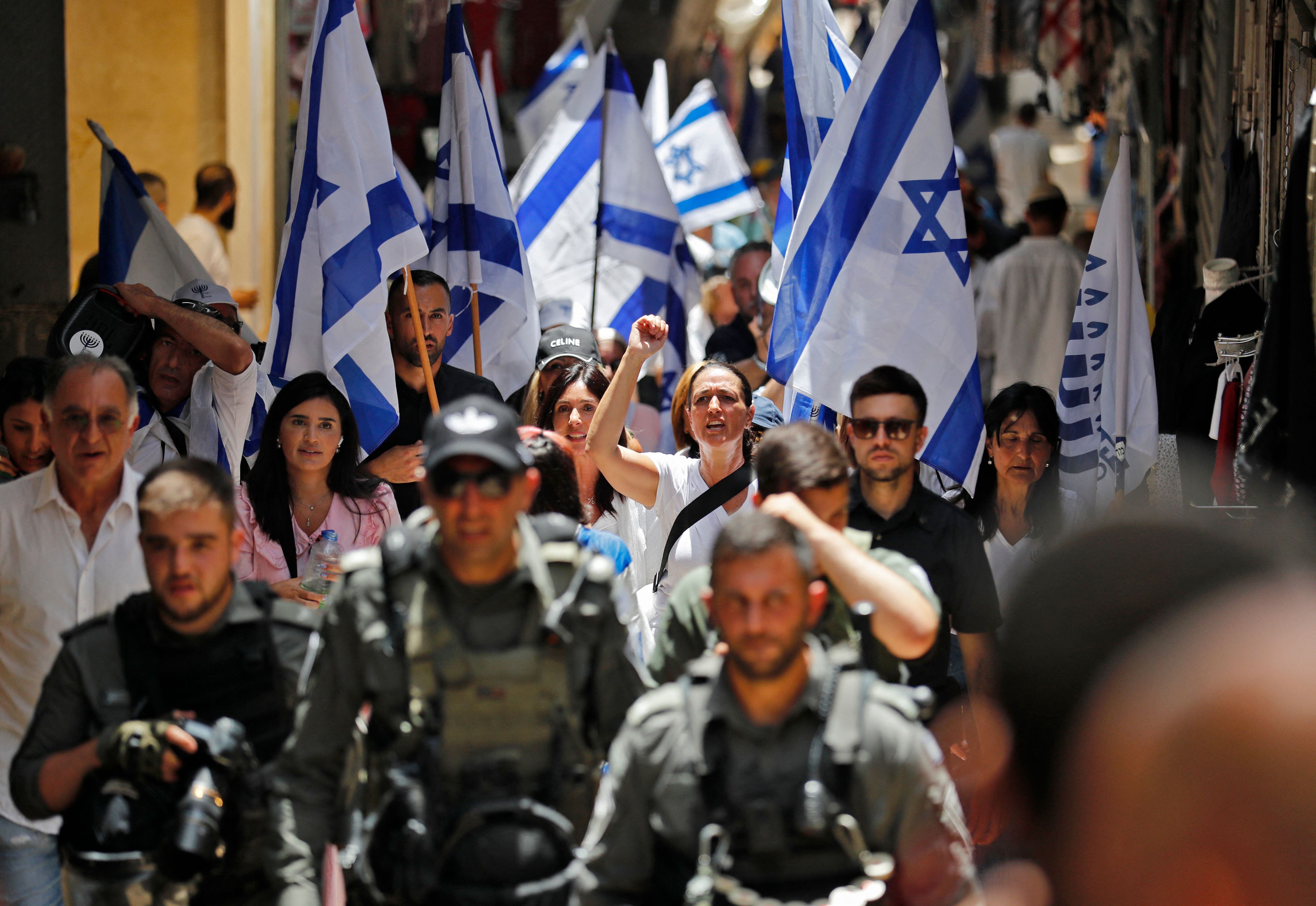 Ambiente durante la protesta en la Ciudad Vieja de Jerusalén