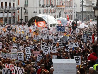 Manifestación en Madrid contra la ley mordaza en marzo de 2018.