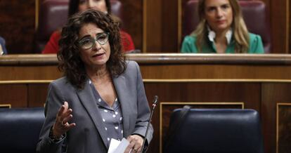 María Jesús Montero, ministra de Hacienda, el pasado miércoles en el Congreso.