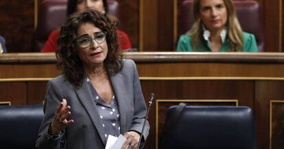 Mar&iacute;a Jes&uacute;s Montero, ministra de Hacienda, el pasado mi&eacute;rcoles en el Congreso.