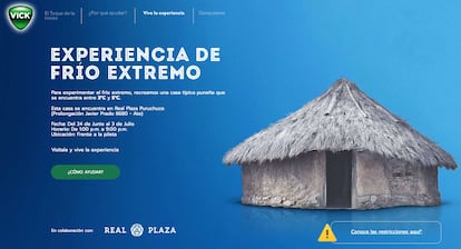 La página web de la controversial campaña de Vick Vaporub en Perú, "Experiencia de frío extremo".