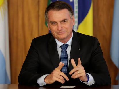 Bolsonaro, durante una reunión con Mauricio Macri, mandatario de Argentina. 