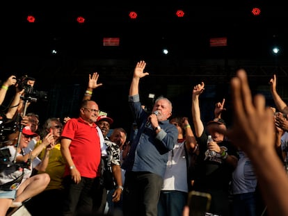 Lula Da Silva en su discurso por el 1 de mayo en São Paulo, este domingo.