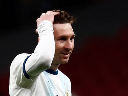 Messi, en amistoso entre Argentina y Venezuela en Madrid.
