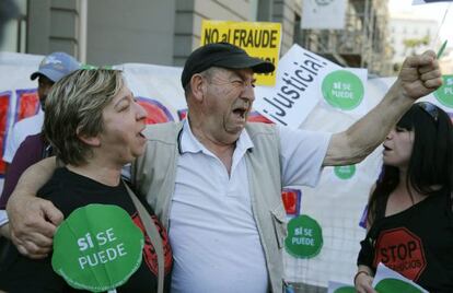 Protestors at a demonstration in Madrid called by the Mortgage Victims Platform on Thursday. 