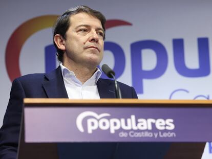 El presidente del Partido Popular de Castilla y León y presidente en funciones de la Junta de Castilla y León, este miércoles, en el Comité de Dirección del partido.