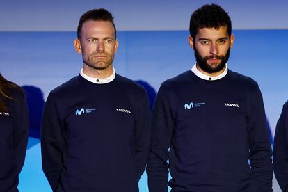 Fernando Gaviria, a la derecha, junto a José Joaquín Rojas, en la presentación del Movistar.