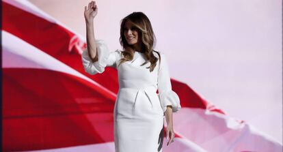 Melania Trump durante la Convención Nacional del Partido Republicano, en Ohio, el pasado julio, vestida por Roksanda.