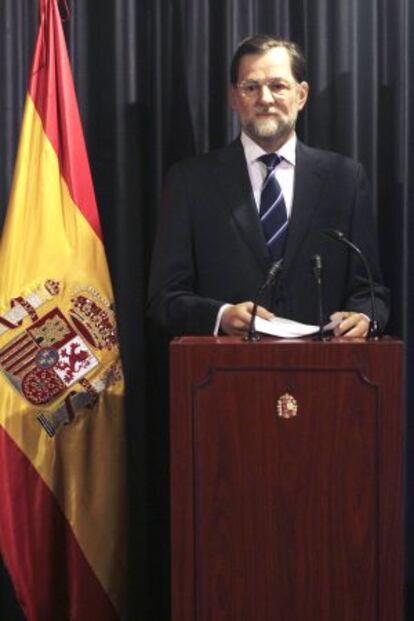 La figura de Mariano Rajoy en el Museo de Cera de Madrid.