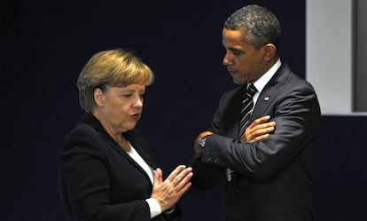 Merkel e Obama na cúpula do G20 de 2011.