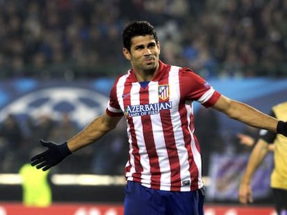 Diego Costa celebra el segundo gol ante el Austria de Viena.
