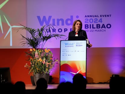 La vicepresidenta tercera del Gobierno y ministra para la Transición Ecológica y el Reto Demográfico, Teresa Ribera, este miércoles en Bilbao.