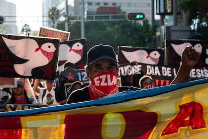 Marcha del Ejército Zapatista de Liberación Nacional (EZLN) en Ciudad de México