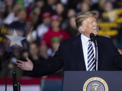 El presidente de Estados Unidos, Donald Trump, durante un acto de campaña este jueves en Misuri (EE. UU.