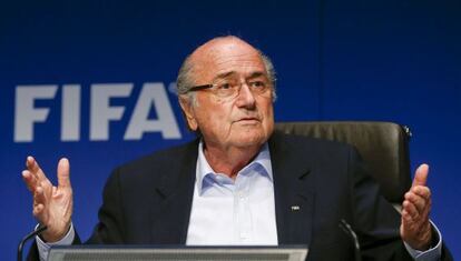 Joseph Blatter en la conferencia de prensa. 
