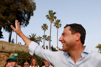 El candidato del PP en Andalucía, Juan Manuel Moreno Bonilla, en el cierre de campaña el viernes.