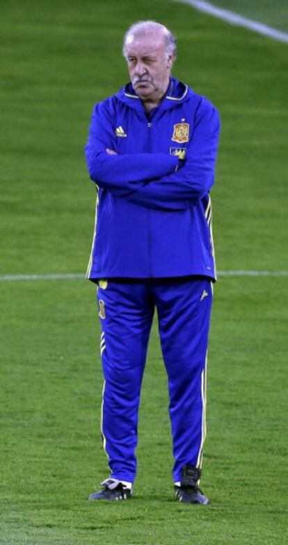 Vicente del Bosque, durante un entrenamiento con España.