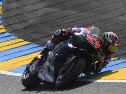 Fabio Quartararo, de Yamaha, durante los entrenamientos libres del GP de Francia en Le Mans.