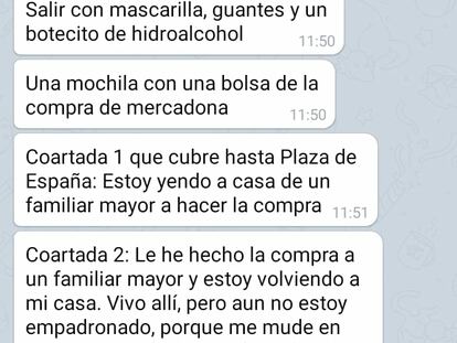 Conversación de una pareja que planea verse durante el confinamiento.