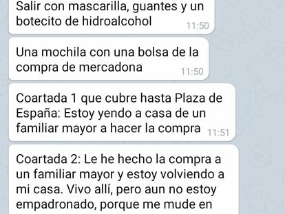 Conversación de una pareja que planea verse durante el confinamiento.