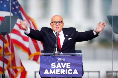 Rudy Giuliani, el abogado personal de Trump, durante un mitin.