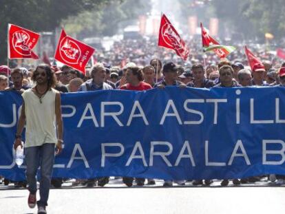 Manifestaci&oacute;n de trabajadores de los astilleros de la bah&iacute;a gaditana.