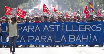 Manifestación de trabajadores de los astilleros de la bahía gaditana.