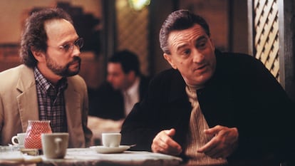 Analyze This (1999)
Directed by Harold Ramis
Shown from left: Billy Crystal (as Dr. Ben Sobel), Robert De Niro (as Paul Vitti)