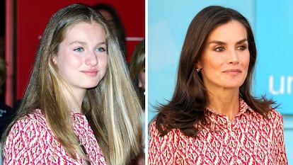 La princesa Leonor y su madre, la reina Letizia, con el mismo vestido de la firma española Dándara.